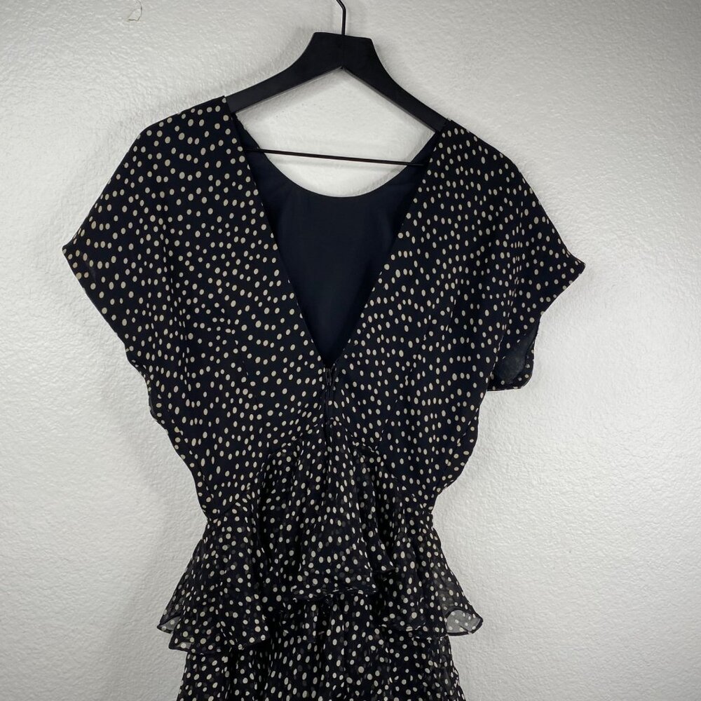 Jackie Bernard Eklektic Dress Low Back Ruffle Layers Polka Dot Black Sz 8 - Picture 11 of 15